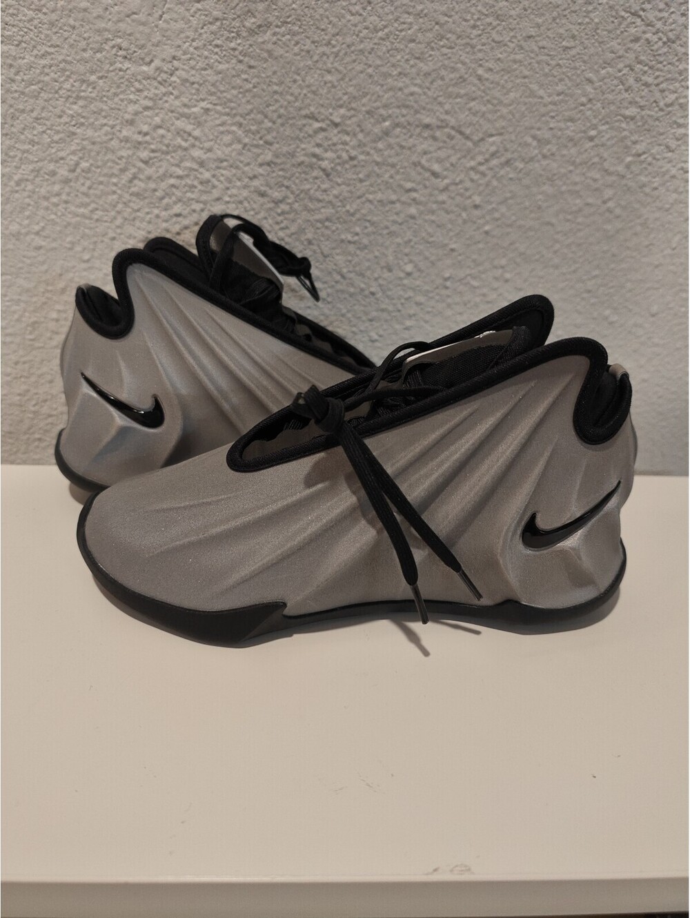Nike Air Flightposite Basketball Shoes Silver Black Size 5